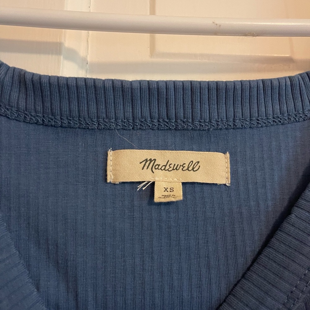 Madewell Blue Ribbed Tank Top Essential - Picture 2 of 3